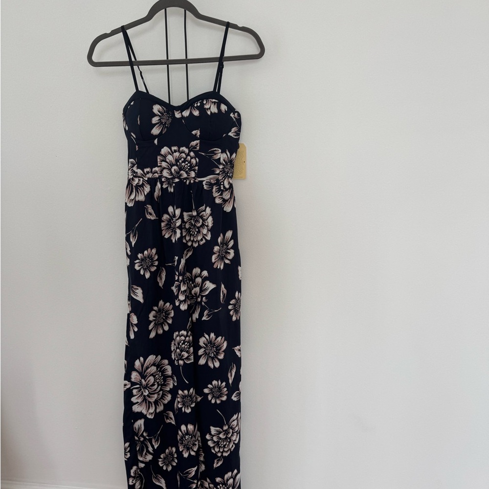 Floral Navy and Cream Maxi jumpsuit
